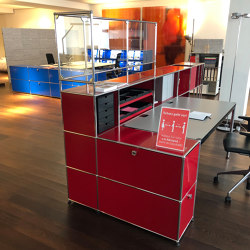 USM Haller Reception Station with Protection Screen | Ruby Red | Counters | USM