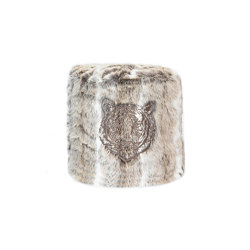 XL Beanbag | Embroidered faux fur stool - Brown | Stools | MX HOME