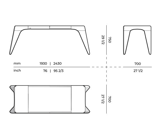BOOMERANG | Rectangular solid wood writing desk with drawer | Desks | Mozea
